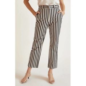 BLDWN Baldwin Bridgette Stripe Straight Leg Pant Navy Ivory